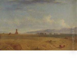 Ruins Of An Aqueduct In An Italianate Landscape by John Gadsby Chapman
