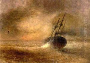 Ship At Sea (+ 3 Others, Incl. A Painted Photograph On Panel, After Fortuny; 4 Works)