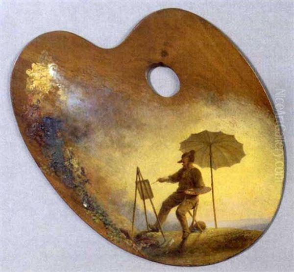 Self Portrait Of The Artist Painting In The Italian Countryside - view 1