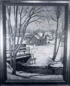 Snow Scene With Bridge by William Ernest Chapman