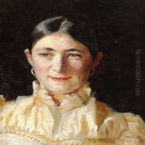 Portrait Of Anna Holst In A Yellow Dress by Michael Ancher
