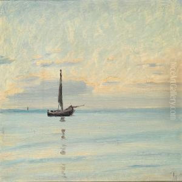 Seascape With Dinghy, Calm Sea - view 1