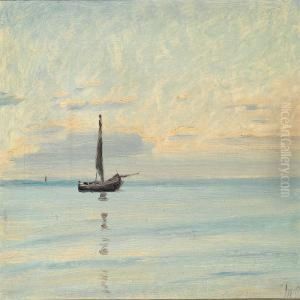 Seascape With Dinghy, Calm Sea by Michael Ancher
