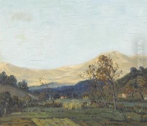 Herbstliche Landschaftspartie Bei Villeneuve-sur-loube by Edouard Chappel