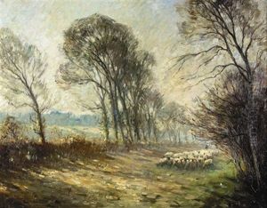 Landschaft Mit Schafherde by Edouard Chappel