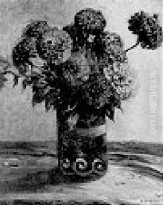 Still Life Of Chrysanthemums by Edouard Chappel