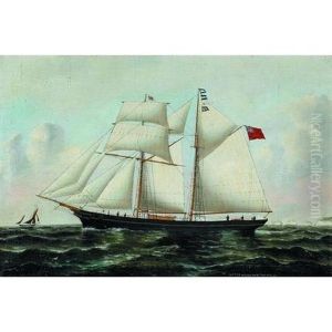 The Topsail Schooner "little Belle" Of Par Off The Needles, Isle Of Wight by Reuben Chappell Of Poole