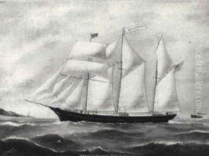 Portrait Of An American Barkentine by Reuben Chappell Of Poole