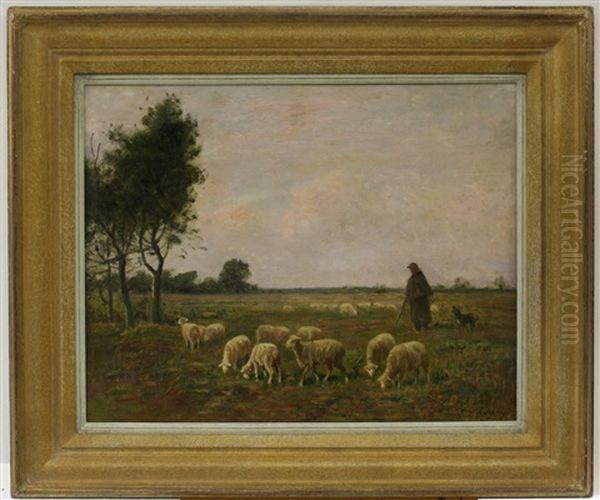 Herder Met Zijn Hond En Schaapskudde - view 1