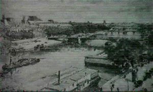 Paris, Le Louvre, Le Pont Des Arts by Pierre Marie Alfred Chapuis