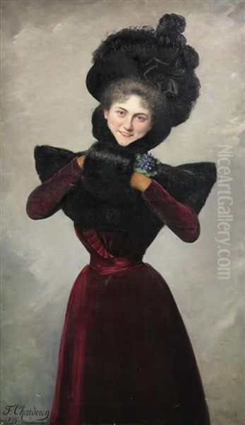 Femme Elegante Avec Manchon De Fourrure - view 1
