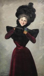 Femme Elegante Avec Manchon De Fourrure