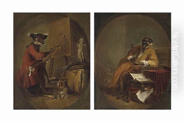 Le Singe Peintre ('the Monkey Painter'); And Le Singe Antiquaire ('the Monkey Antiquarian') - view 1