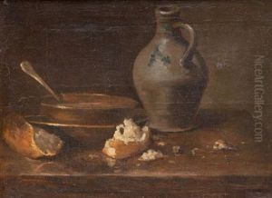 Nature Morte A L'ecuelle, Au Pain Et A La Cruche by Jean-Baptiste-Simeon Chardin