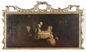 A Woman And Her Young Family In An Interior by Jean-Baptiste-Simeon Chardin