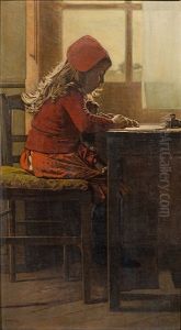 Dutch Girl At A Writing Desk by Eduard Charlemont