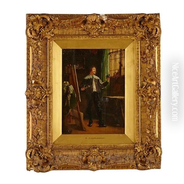 Cavalier By Easel Studying A Classical Head - view 1