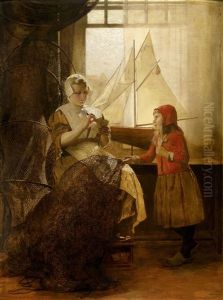 Hollandische Fischerin Mit Kind by Eduard Charlemont