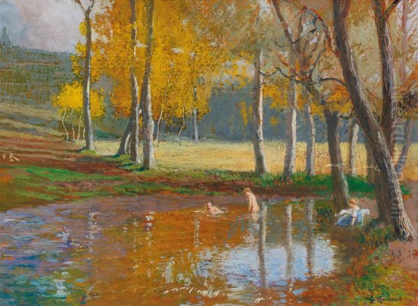 Bathers In A Woodland Pond - view 1