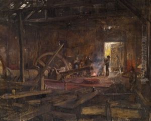 Einblick In Eine Schmiede by Hugo Charlemont