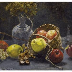 Herbststillleben Mit Krug Und Korb Herbststillleben Mit Krug Und Korb