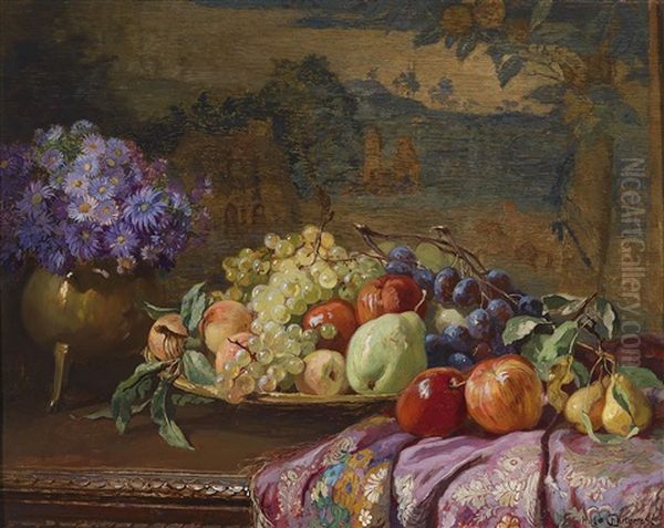 Obststillleben Mit Einem Blumenstraus - view 1