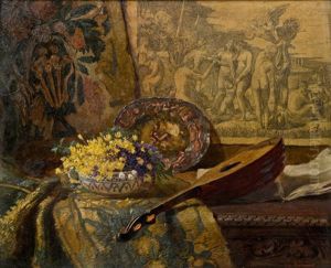 Stillleben Mit Blumen Und Laute