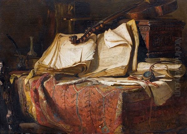 Stilleben Mit Notenbuch Auf Tisch - view 1