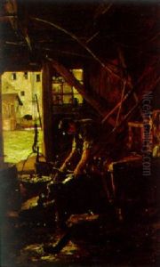 Ein Faslbinder Bei Der Arbeit by Hugo Charlemont