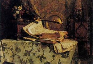 Still Life With Books And Musical Instruments by Hugo Charlemont