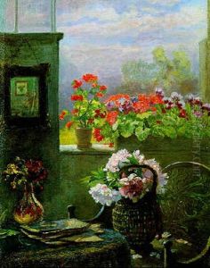 Blumen Am Fenster by Hugo Charlemont