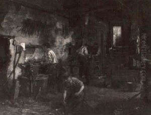 At The Blacksmith Shop by Hugo Charlemont
