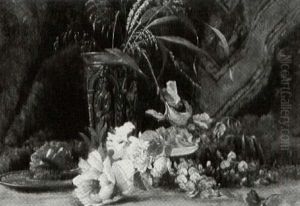 Still Life With Liles, Peonies And A Renaissance Vase by Hugo Charlemont