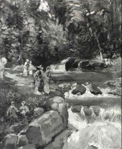 Figures Beside A Rushing Torrent Figures Beside A Rushing Torrent