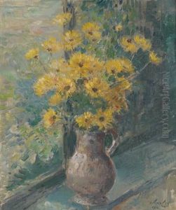 Pichet Fleuri Devant La Fenetre by Frantz Charlet