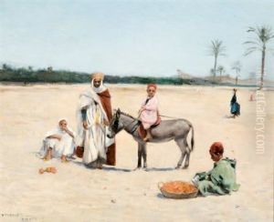 Le Petit Marchand D'oranges A Biskra by Frantz Charlet
