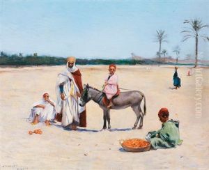 Les Petits Marchands De Fruits A Biskra by Frantz Charlet