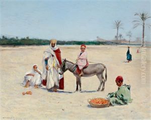 Die Kleinen Obstverkaufer In Biskra by Frantz Charlet