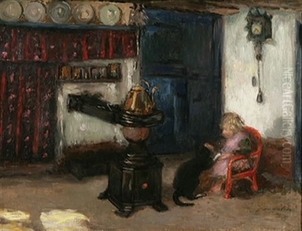 Fillette Jouant Avec Chat - view 1