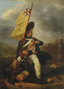 La Prise Du Drapeau A Waterloo by Nicolas Toussaint Charlet