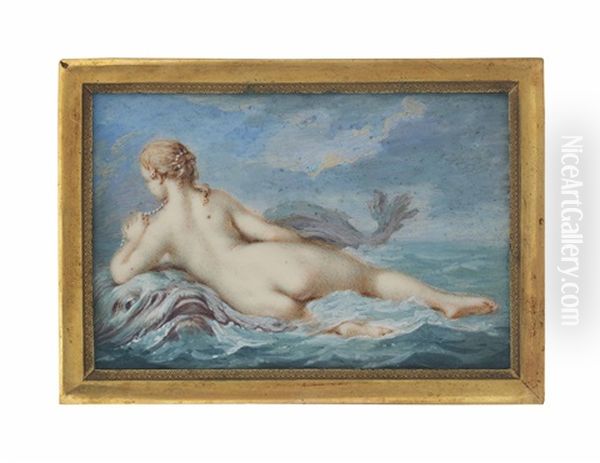 A Nereid Reclining On A Sea Creature, A Dolphin Swimming Alongside - view 1