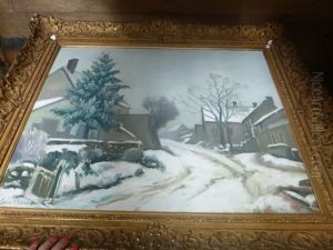 Village Sous La Neige by Louis Charlot
