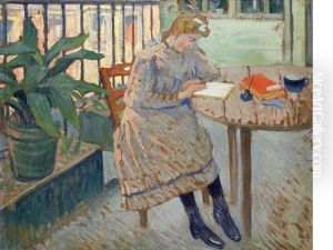 Girl Reading On A Shaded Balcony