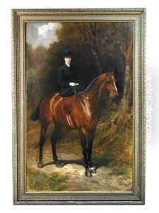 Portrait Of Miss Muriel Milly Mitchell Courage (1879-1961), Aged 19, On Her Bay Hunter, Jemima, In The Grounds Of Snowdenham Hall, Bramley, Surrey