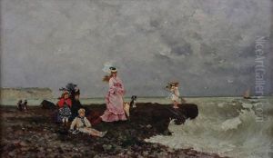 Elegantes Et Enfants Pres Du Rivage Elegantes Et Enfants Pres Du Rivage