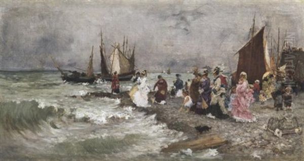 Elegantes Sur La Plage D'yport - view 1