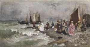 Elegantes Sur La Plage D'yport