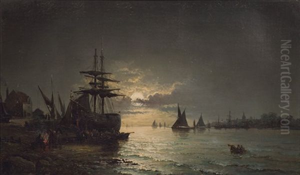 The Arrival Of The Fishermen At Sunset - view 1