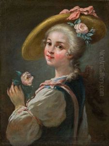 Junges Madchen Mit Strohhut Und Rosen, Wohl