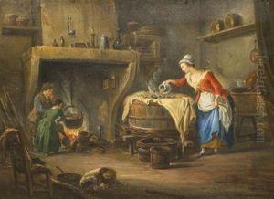 Tending The Fire by Jean-Baptiste Charpentier the Elder